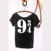 Platform 9 3/4 Harry Potter Shirt, Women's Off The Shoulder Slouchy Tee. Black