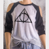 Cold Shoulder Deathly Hallows Shirt 3/4 Sleeve Harry Potter Top