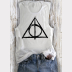Women's Low-Side-Cut Muscle Tank Deathly Hallows Harry Potter Top Heather White