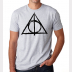 Deathly Hallows Shirt Harry Potter Unisex Heather Ash White Tee with Black Ink