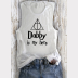 Women's Low-Side-Cut Muscle Tank Dobby Harry Potter Top. Heather White