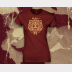 Gryffindor Harry Potter Women's Stretchy Fitted Tee. Gold Ink on Scarlet