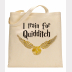 Quidditch Harry Potter Tote Bag. Natural Cotton Flat Tote with A Golden Snitch!