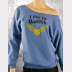 Quidditch Slouchy Sweatshirt. Denim Blue Harry Potter Off-The-Shoulder Top
