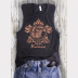 Women's Muscle Tank Ravenclaw Harry Potter Top. Metallic Bronze Ink on Charcoal