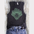 Women's Muscle Tank Slytherin Harry Potter Top. Green Ink on Heather Charcoal