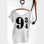 Platform 9 3/4 Harry Potter Shirt, Women's Slouchy Tee. Heather Ash White