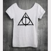 Deathly Hallows Harry Potter Shirt, Women's Off The Shoulder Slouchy Tee