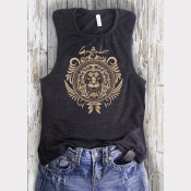 Women's Muscle Tank Gryffindor Harry Potter Top. Gold Ink on Heather Charcoal