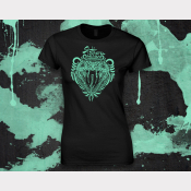 Slytherin Harry Potter Women's Stretchy Fitted Tee. Metallic Green Ink on Black