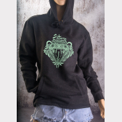 Slytherin Fitted Hoodie Harry Potter Unisex Sweatshirt. Green Ink on Black