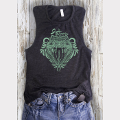Women's Muscle Tank Slytherin Harry Potter Top. Green Ink on Heather Charcoal