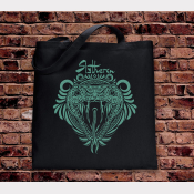 Slytherin Tote Bag. Hogwarts House Bag. Black Cotton Flat Tote with Green Ink Slytherin Tote Bag. Hogwarts House Bag. Black Cotton Flat Tote with Green Ink