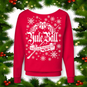 Harry Potter Ugly Xmas Sweater Women's Slouchy Off-The-Shoulder. Red