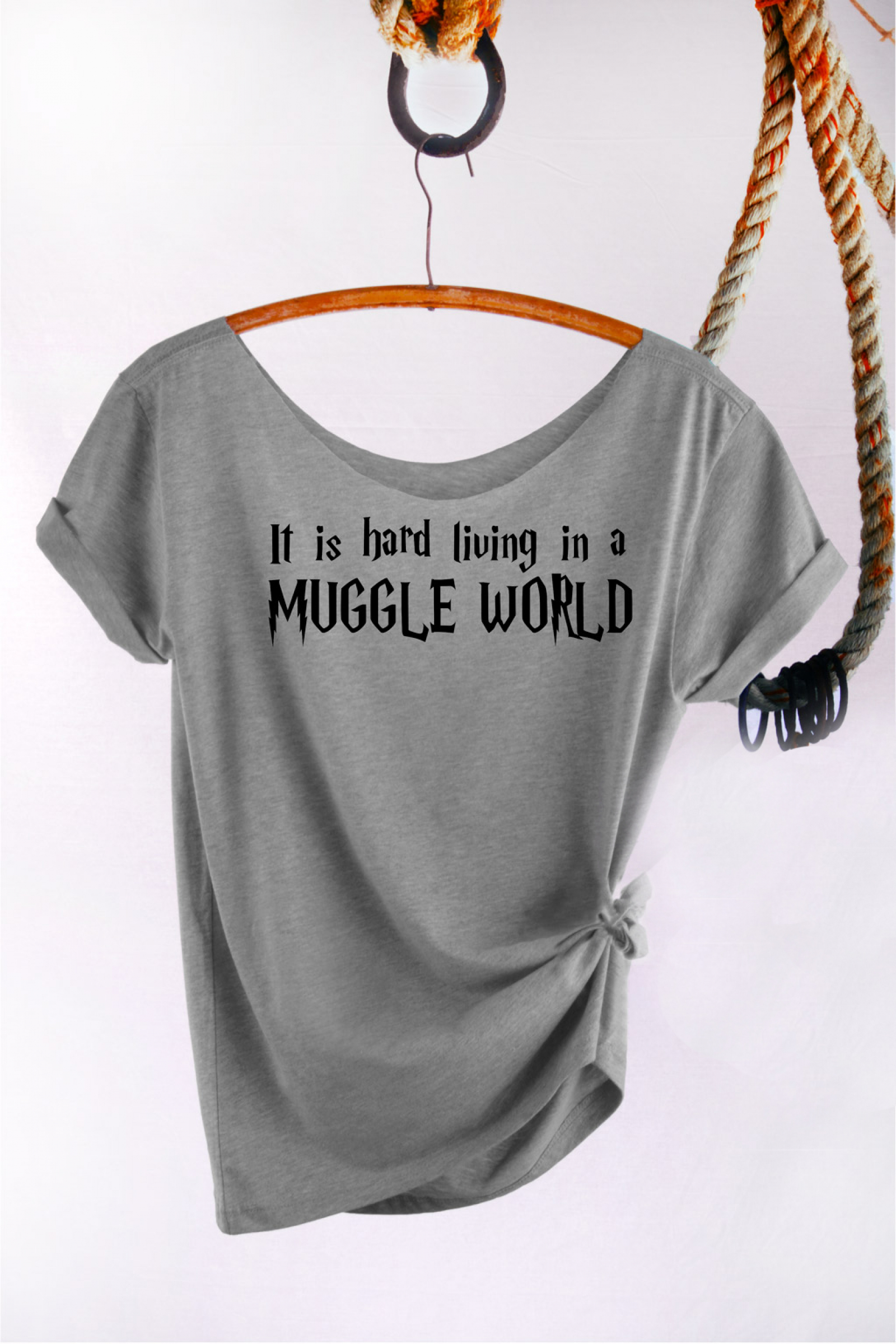 Muggle World Harry Potter Shirt, Women's Off The Shoulder Slouchy Tee.  Choice of 4 Colors